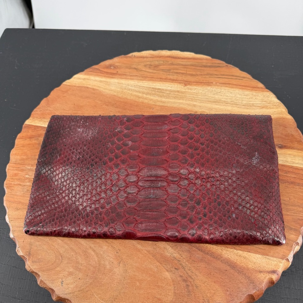 Genuine Python exotic snake Fold-over Clutch Purse by Archipelago Design red - Picture 2 of 8